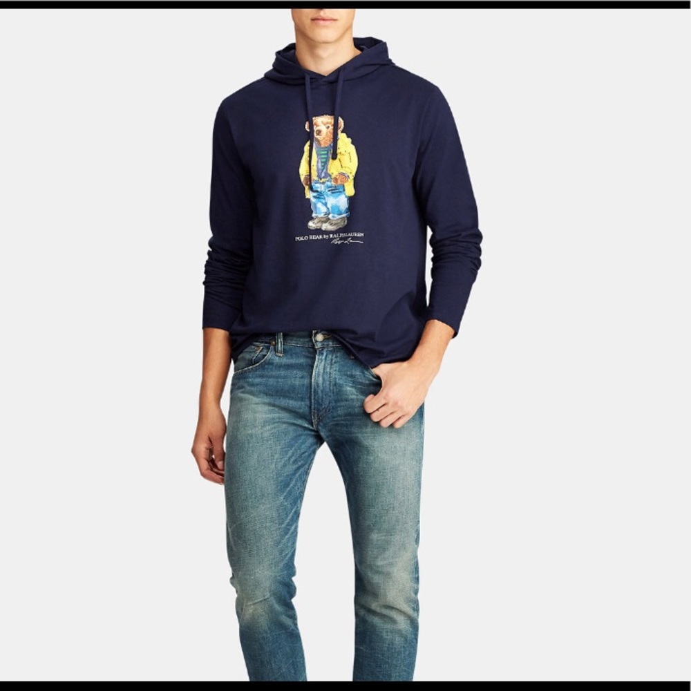 Men's Polo Bear Hooded T-Shirt - Picture 3 of 3